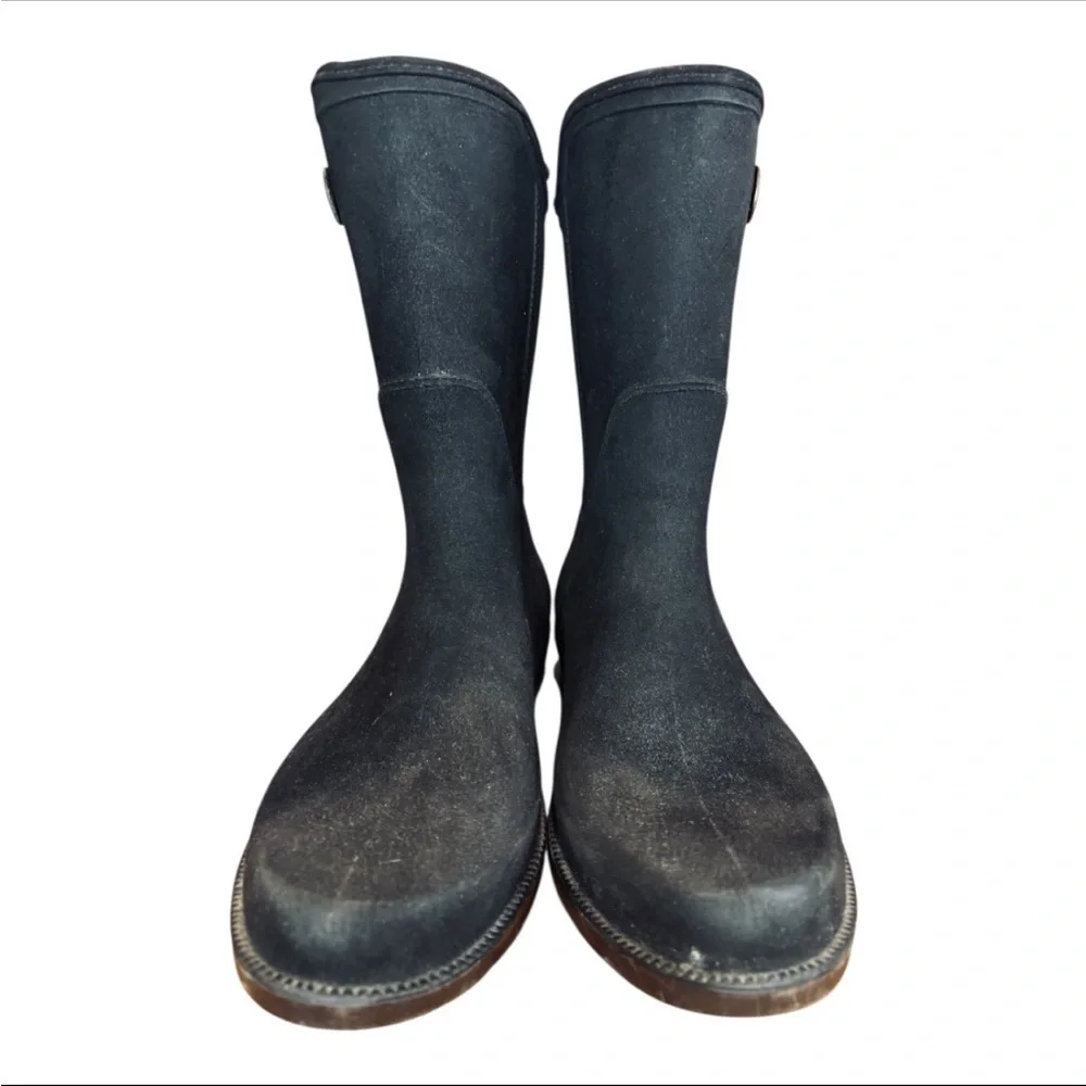 Ulan Loralee Stylish Black Waterproof Rain Boots Size 10